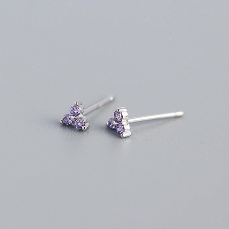 Wholesale Personalized Light Luxury Versatile Stacking Geometric Clover Diamond S925 Sterling Silver Earrings